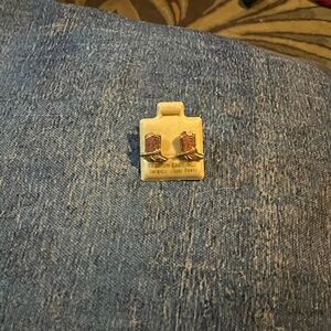 Gold Tone pink cowboy Earrings